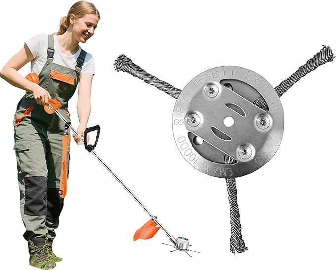 Steel Wire Grass Trimmer Head, Upgrade Bold 2.3 Times Prevent Breaking Steel Wire Weed Eater Head, for Low-Power Lithium Battery Weed Trimmers, 6 Inch Wire Weed Trimmer Head(Low Power 3 Blade)