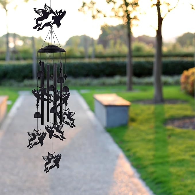 Flying Pigs Wind Chimes Outside Decorate, Memorial Wind Chimes, Wind Catcher, Mobile Flying Pig Wind Bells for Home, Yard, Tree, Patio, Garden Decoration, Gifts for Pig Lovers, Festival Gifts for Mom