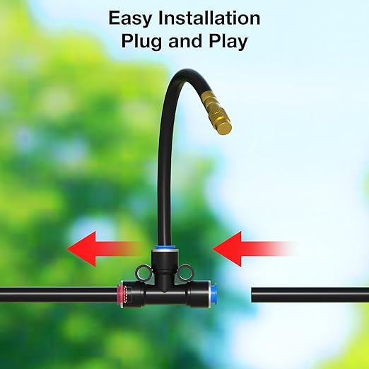 Mixc 100Ft 1/4" Drip Irrigation System,2025-Upgrade Garden Irrigation Kit with 16pcs Adjustable Copper Nozzles,Automatic Atomizing Watering System for Outdoor,Raised Bed,Potted Plant,Lawn,Greenhouse