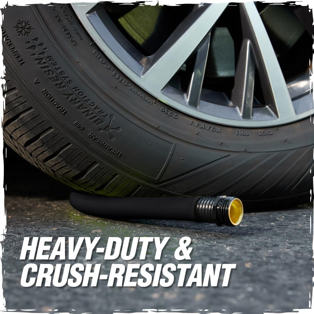 Rugged Rhino Heavy Duty Flexible Light Weight Garden Hose, 25ft x 5/8in, 4 Layer Leakproof Outdoor Gardening Tools, Watering Supplies, Powerful Water Pressure for Lawn, Flowers, Black Orange