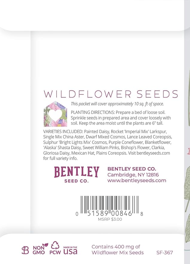 Bentley Seed Co. Love Where You Live - Wildflower Seeds Seed Packets - 25 Seed Packs - Perfect Eco-Friendly Gift for Gardeners & Friends - Non GMO Seeds