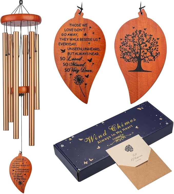 32" Memorial Wind Chimes, Bereavement Gift,in Memory of Loved One Loss of Mother Father,Home Decor Garden Patio Outdoor-Golden