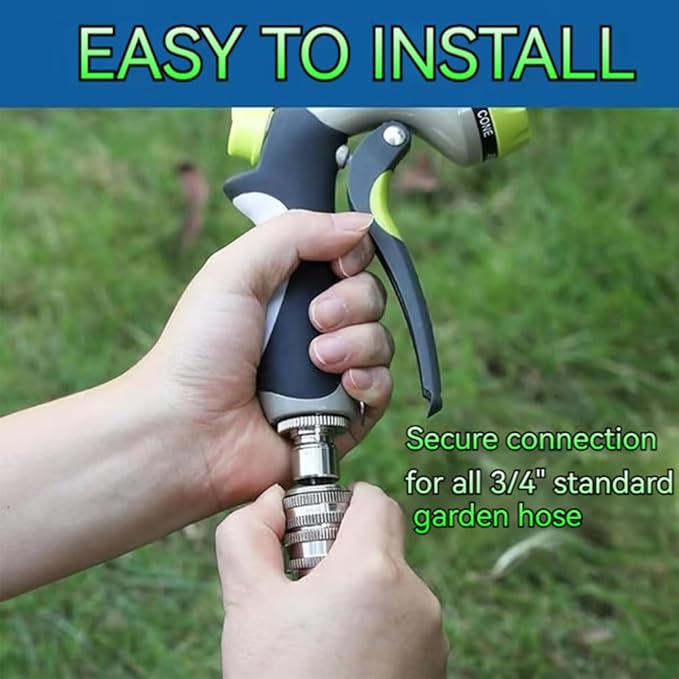 2025 New Stainless Steel Garden Hose Quick Connect Fittings Set, 3/4 Inch GHT Water Hose Quick Connect Fittings, Heavy Duty Quick Release Connector For Hoses And Sprayers (2*Pcs)