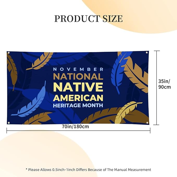 Native American Heritage Month Banner 3 x 6 ft Outdoor Yard Garden Flag Party Decoration Poster