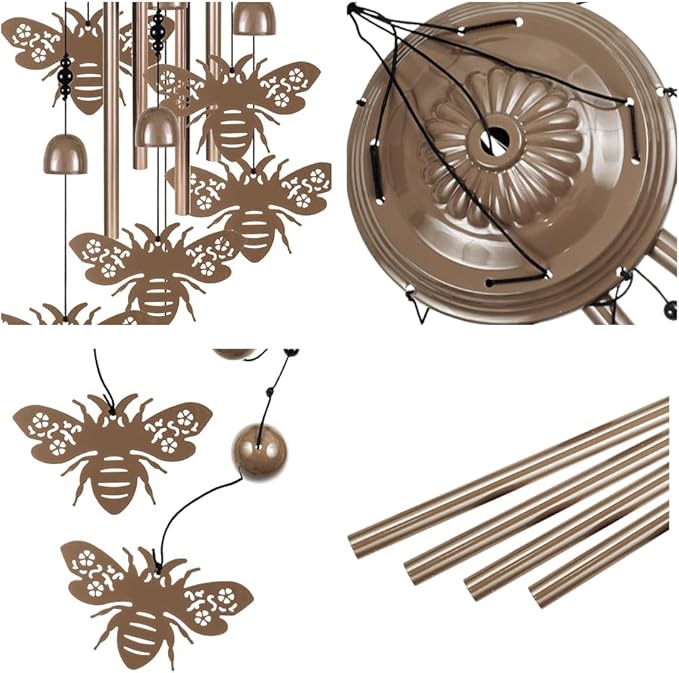 Outdoor Bees Wind Chimes Decor, Portable Mobile Wind Catcher, Sympathy Wind Bells, Memorial Gifts for Mom, Housewarming, Blessing WindChimes(Outside/Indoor/Home/Room/Porch/Yard/Tree/Garden Decorate)