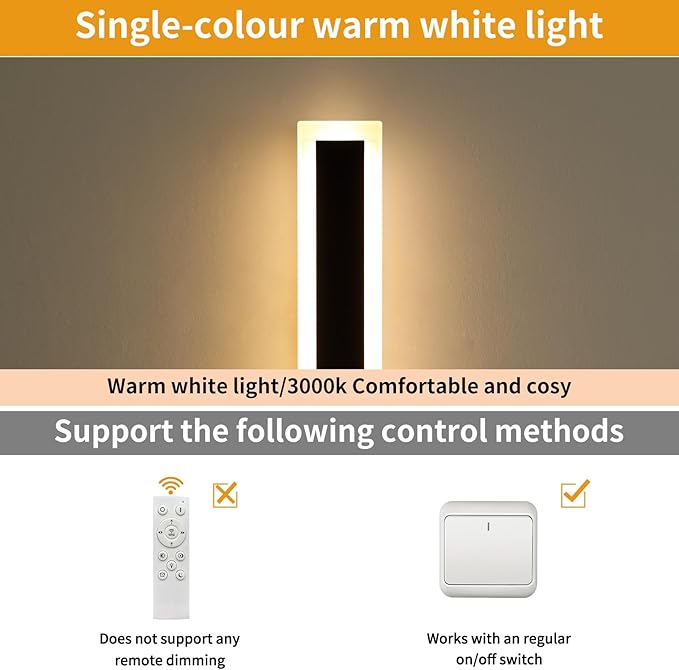 Upgrade Widened 2 Pack 47.2inch Modern Outdoor Wall Sconce, Black Long LED Wall Light, 3000K Warm White, IP65 Waterproof, White Acrylic, 41W, Exterior Lighting Fixture for Balcony, Yard, Garage