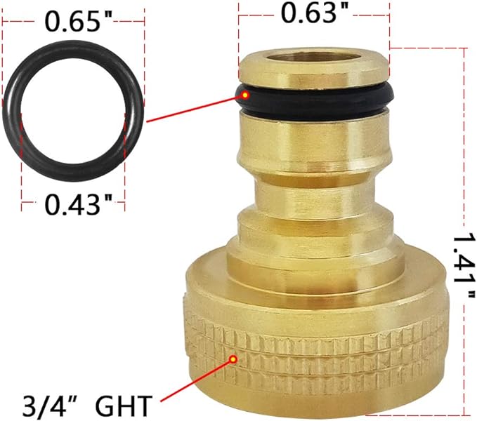 HQMPC Garden Hose Quick Connect Solid Brass Quick Connector Garden Hose Fitting Water Hose Connectors 3/4 inch GHT (2SETS)