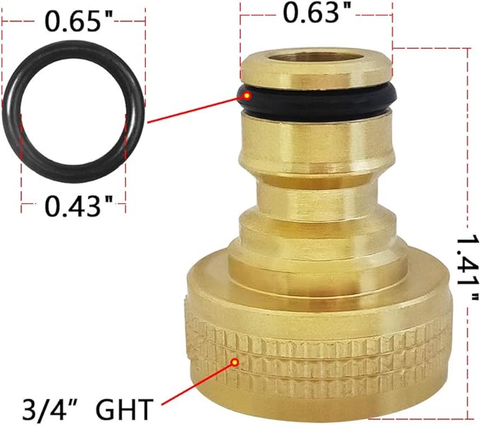 HQMPC Garden Hose Quick Connector Water Hose Quick Connect ¾ inch GHT Brass Easy Connect Fitting Quick Connect Hose Fittings Garden Hose Fitting Water Hose Connectors (3SETS)