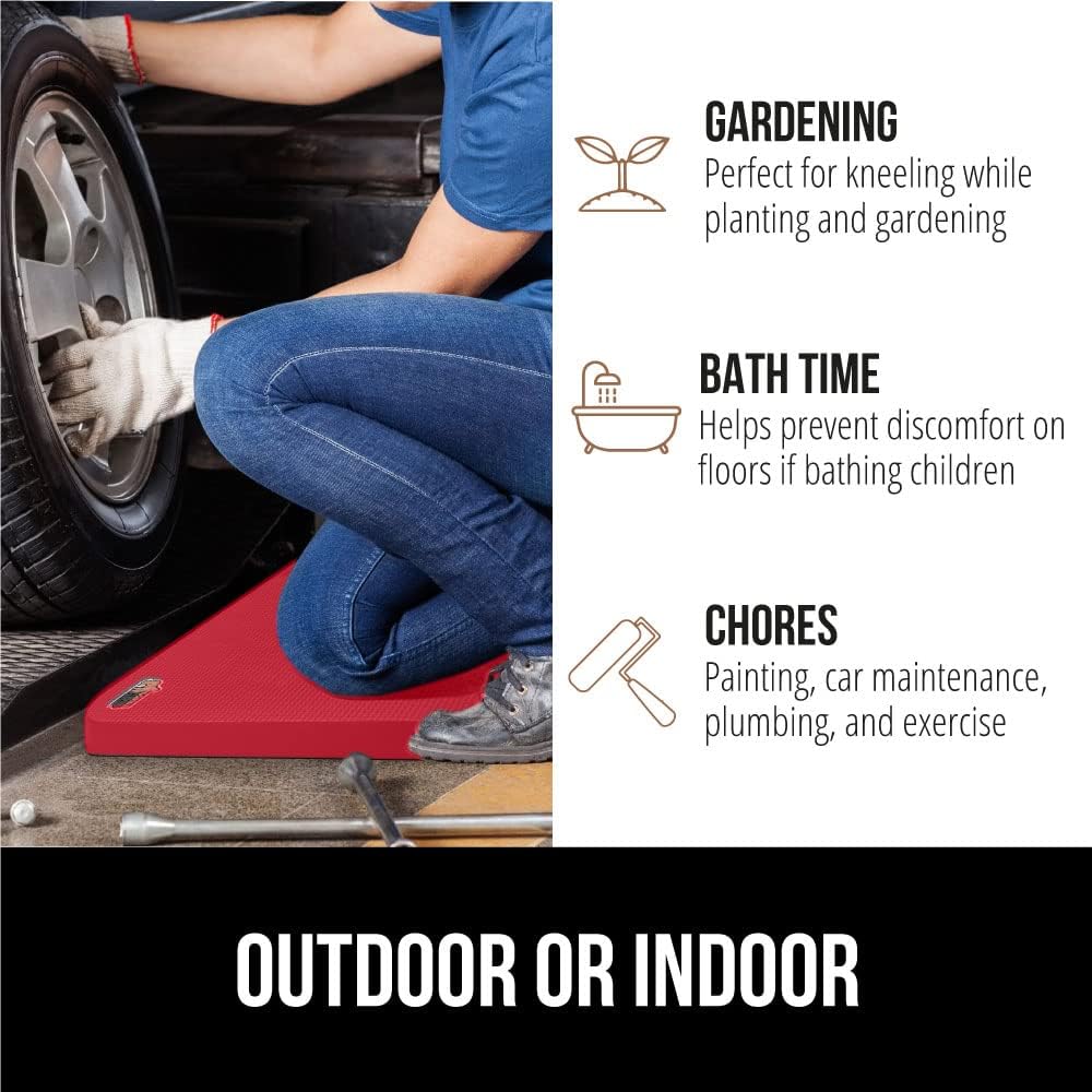 GORILLA GRIP Extra Thick Patent Pending Garden Kneeling Pad, 17.5 x 11 Inch Supportive Soft Foam Knee Cushioning for Gardening, Water Resistant, Bathing Baby, Working Supplies Lightweight, 2 Pack Red