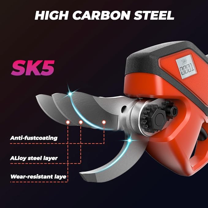 Upgraded Cordless Electric Pruning Shears with LCD Display, Battery Powered Garden Shears with Brushless Motor, 2 Rechargeable Batteries, 1.6 Inch Cutting for Trees, Shrubs, and Yard Trimming