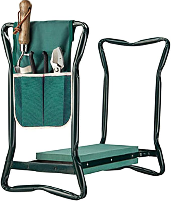 Garden Kneeler and Seat,with 2 Tool Bags Pouches and Claw Gloves,Portable Lightweight Bench Thicken EVA Foam Pad Sturdy Steel Pipe Practical Garden Tools(Green)