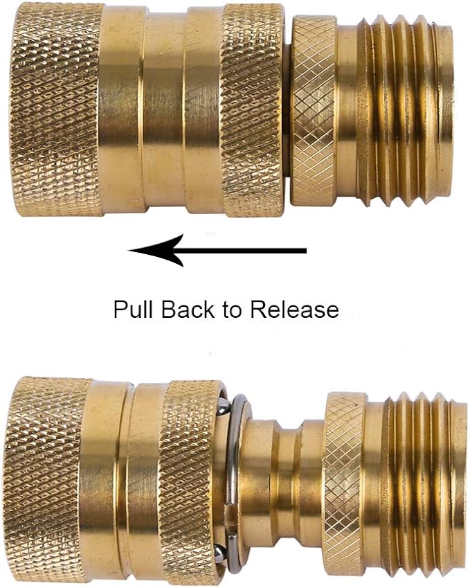 Garden Hose Quick Connect Brass Hose Quick Connectors Water Hose Connector 3/4"GTH (3 Female Coupler+ 6 Male Nipples)