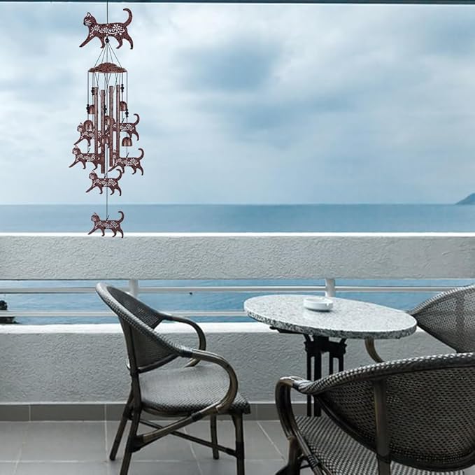 Outdoor Cats Wind Chimes Decoration - Mobile Cat Wind Catcher, Music Wind Chimes, Garden Wind Chime, Blessing Windchime, Kitten Wind Bells for Home, Balcony, Tree, Festival Garden Decor, Gifts for Mom