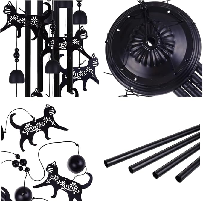 Cats Wind Chimes Outside Decor, Memorial WindChimes, Mobile Bells, Music Wind Catcher, Cat Wind Chimes for Home, Tree, Yard, Patio, Garden Decoration, Gifts for Cat Lovers, Festival Gifts for Mom