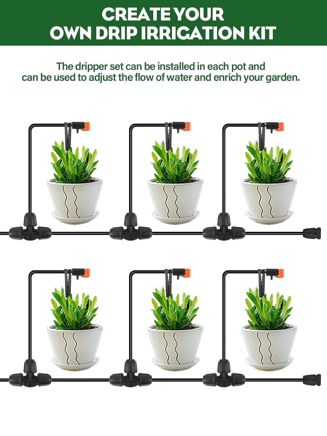 Kalolary 30PCS Adjustable Drip Irrigation Emitters Irrigation Dripper with Drip Irrigation Ground Stakes Drip System Emitters Drip Irrigation Emitters Dripper for Plants Lawn Garden Supplies