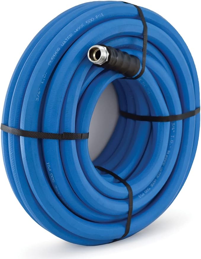 BluSeal Hot/Cold Water Rubber Garden Hose, 100% Rubber, Ultra-Light, Super Strong, 500 PSI, 50F to 190F Degrees, High Strength Polyester Braided (1" x 50')
