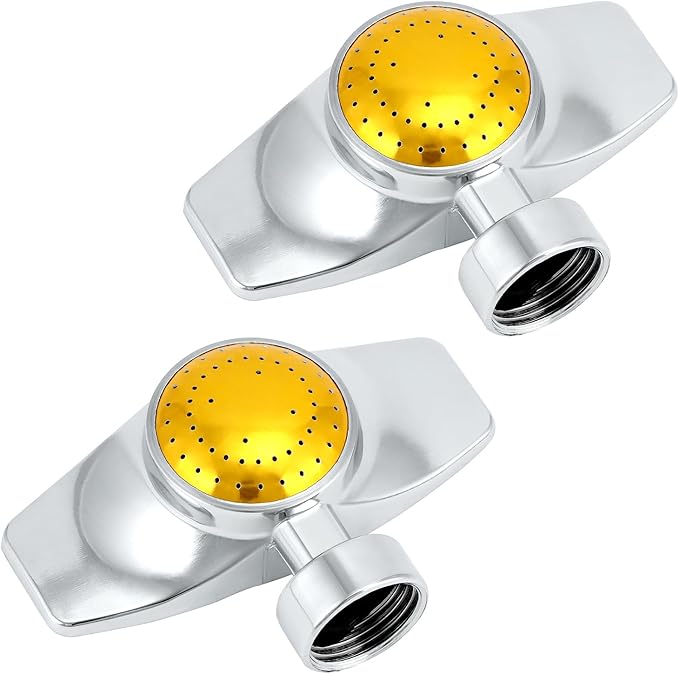 QWORK 2 Pack 360 Degree Metal Spot Sprinkler, Heavy-Duty Circular Design with Adjustable Water Flow, Up to 30-Feet Coverage for Lawns, Gardens & More