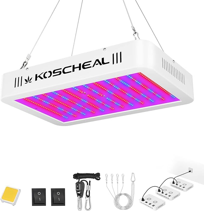 KOSCHEAL KS1200 LED Grow Light Full Spectrum, Plant Grow Light with Veg & Bloom Switch for Hydroponic Indoor Plants LED Grow Lamp with Daisy Chain, Output 130W±5%