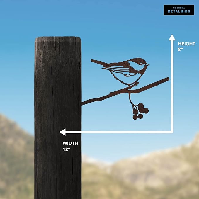 METALBIRD - Chickadee - Outdoor Tree Ornaments in Corten Steel - Metal Art Proudly Made in America
