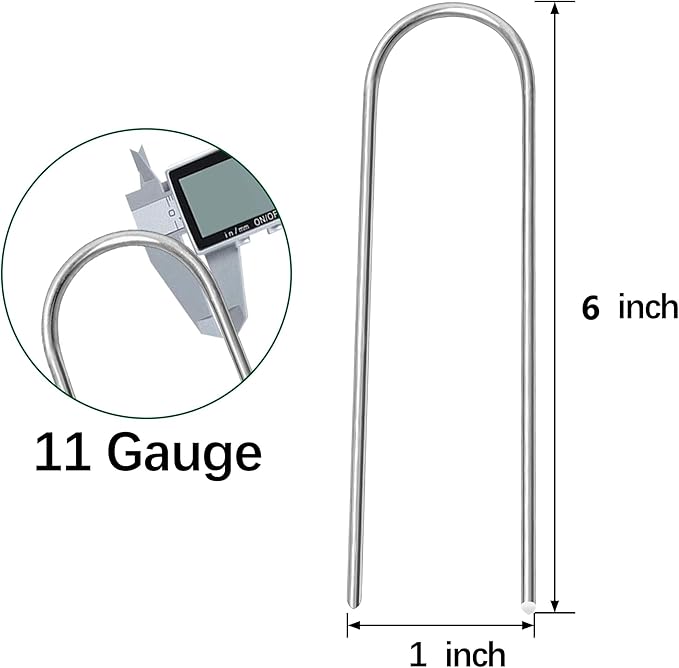 200 Pack Garden Stakes 6 Inch U-Shaped Drip Irrigation Stakes Galvanized Landscape Staples Garden Pins Ground Stakes for Soaker Hose Drip Line Tubing Yard Lawn Staples