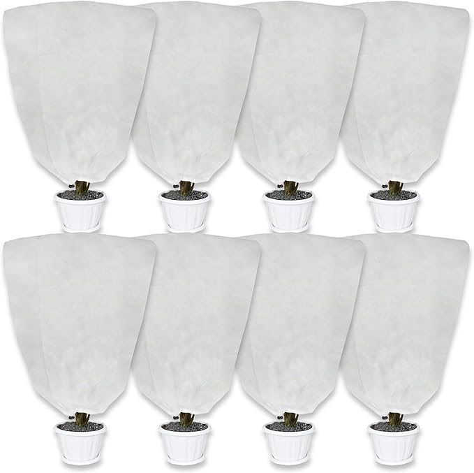 8 Pack Plant Covers Freeze Protection for Winter, 47.2"×31.5" Frost Cloths for Outdoor Plants Cold Weather Blankets with Drawstrings