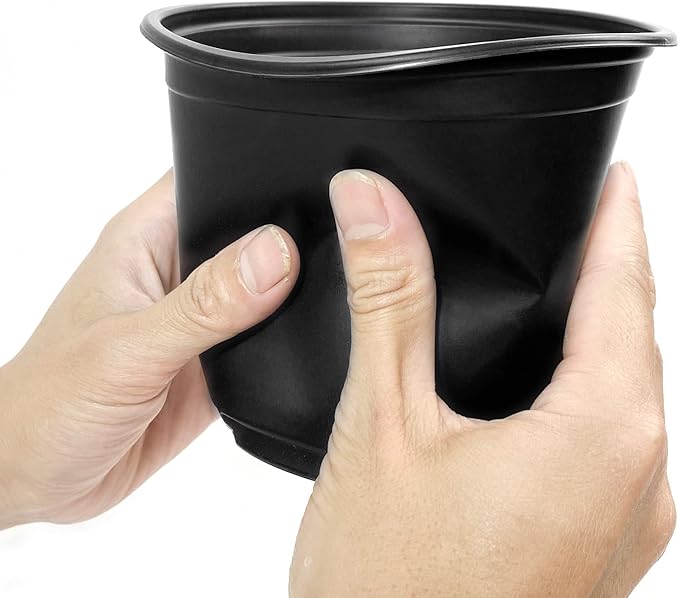 RAOOKIF 100 Pack Nursery Pots, 4 5 6 Inch Nursery Pot for Plants, Plastic Plant Pots with Drainage Holes, Garden Flower Pots for Transplanting, Succulents, Cuttings, Seedlings(5inch,100pcs)