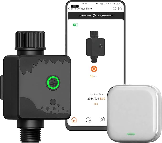 WiFi Water Timer for Garden Hose, Sprinkler Timer with 1 Outlet for Lawns and Yard, Rain Delay/Remote/Manual/Automatic Drip Irrigation System Programmable Faucet