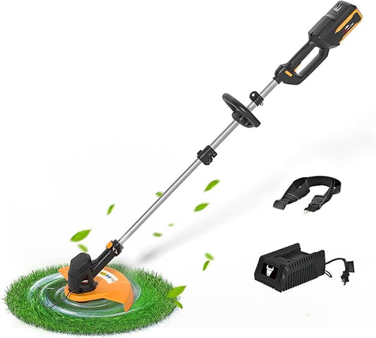 40V Cordless Weed Whacker, 4Ah Battery Powered Weed Eater, 3-Positions Adjustable Cutting Width Grass Trimmer, Telescopic Aluminum Shaft String Trimmer, Battery & Charger Included