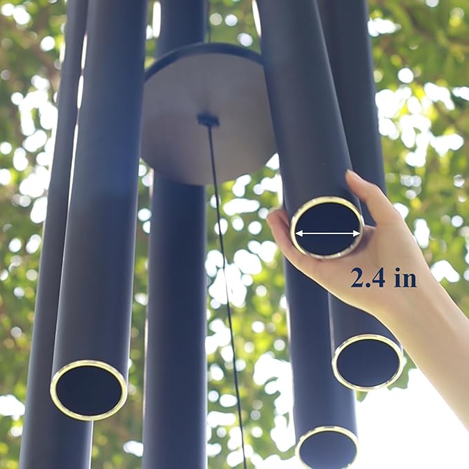 ASTARIN 78 Inch Wind Chimes for Outside with 6 Tubes Tuned Relaxing Melody, Extra Large Wind Chimes Outdoor Deep Tone for Patio, Backyard, Garden, and Outdoor Decor,Black