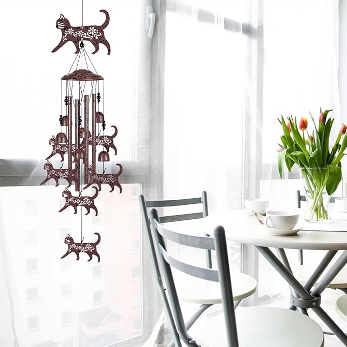 Outdoor Cats Wind Chimes Decoration - Mobile Cat Wind Catcher, Music Wind Chimes, Garden Wind Chime, Blessing Windchime, Kitten Wind Bells for Home, Balcony, Tree, Festival Garden Decor, Gifts for Mom