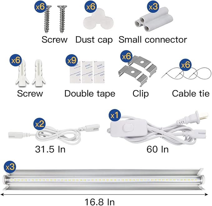 T5 Grow Lights 1.4Ft, 5000K White Full Spectrum LED Plant Growing Lamp Strips for Indoor Plants, Seeds Starting, Succulents, High PPFD with V-Shaped Reflector