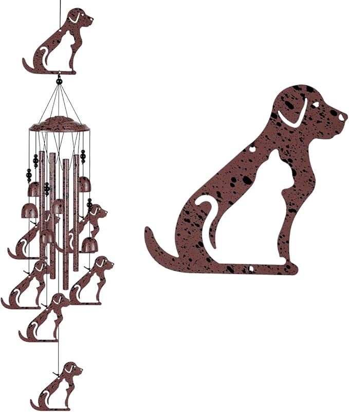Garden Dog Wind Chimes Decoration, Blessing Wind Bells, Outdoor Wind Chime, Mobile Wind Catcher, Memorial Wind Chime, Dog Decor, 7 Puppys Windchimes Gifts for Mom, Home, Balcony, Tree, Festival Decor
