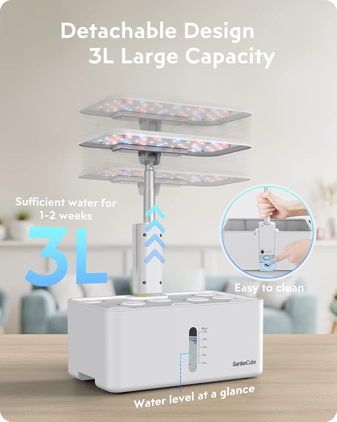 Hydroponics Growing System Kit: 8 Pods Indoor Herb Garden with LED Grow Light Quiet Smart Pump Automatic Timer Plants Germination Kit Height Adjustable - Gardening Gifts for Women Men