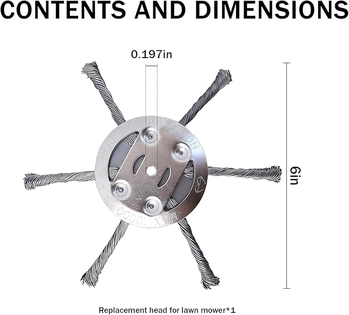 Steel Wire Grass Trimmer Head, Upgrade Bold 2.3 Times Prevent Breaking Steel Wire Weed Eater Head, for Low-Power Lithium Battery Weed Trimmers, 6 Inch Wire Weed Trimmer Head(Low Power 6 Blade)