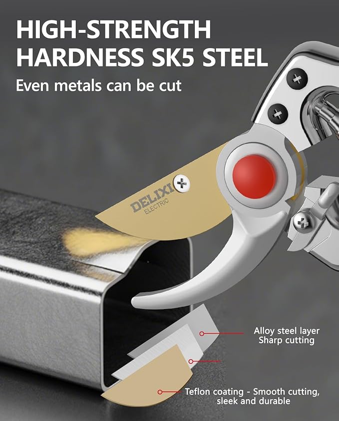 9.25" Heavy Duty Pruning Shears (Professional Bypass Garden Clippers with SK5 Steel Teflon Coated Blade)(1" Cutting Capacity, 2.17" Max Opening) Gardening Scissors for Plants, Flowers, Shrubs & Trees