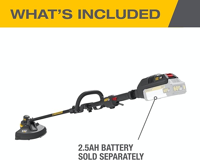 Cat DG610.9 60V 15” Brushless String Trimmer Cordless with Dual Line Bump Feed Head, Edger with Quick Line Load, Weed Trimmer with ECO Mode for Extended Runtime – Tool Only