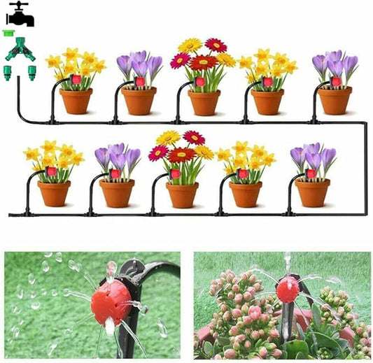 (50Meters+186pcs Set) Drip Irrigation Set DIY Garden Automatic Watering Watering Device Garden Greening Automatic Irrigation System (50M kit)