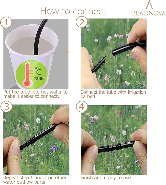 BEADNOVA Drip Irrigation Connectors 30 Pcs 1/4 Inch Barbed Connector Straight Couplings Irrigation for 1/4 Inch Drip Tubing Water Tubing Gardening Supplies (30pcs)