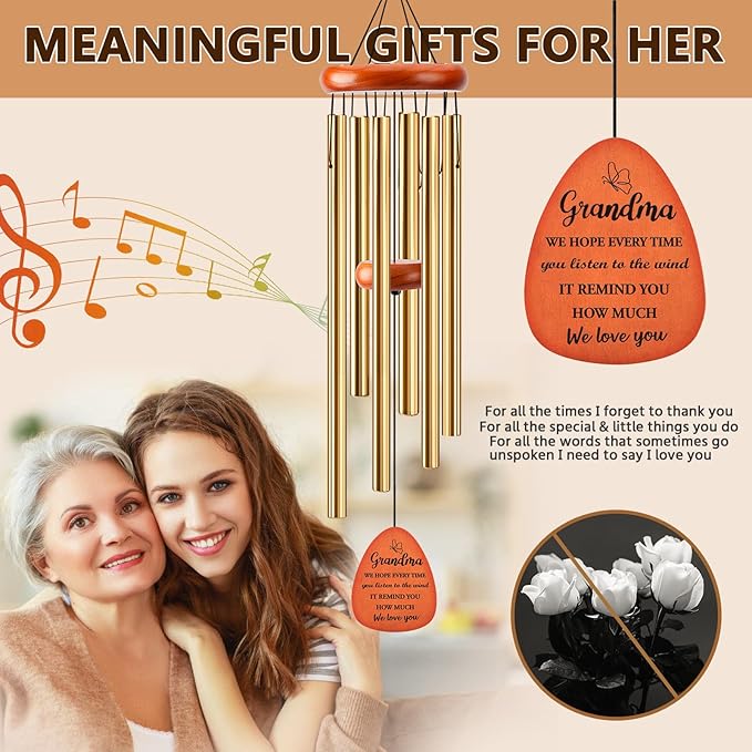 Nana Gifts, 32" Wind Chimes Gifts for Nana, Nana Grandma, Meaningful Gift for Mothers Day Birthday Thanksgiving Christmas