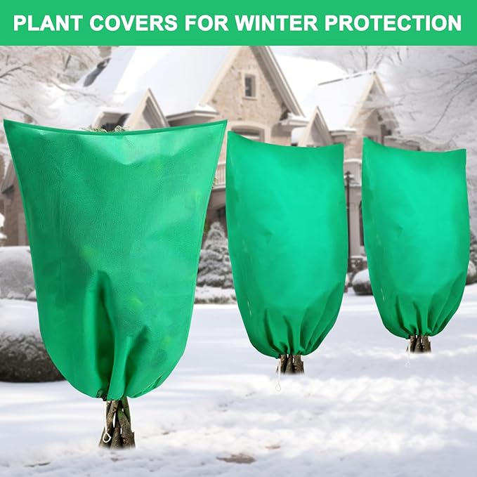 DQS 3 Pack Plant Covers Freeze Protection, 23.6" x 31.4" Winter Frost Protection Blankets Frost Cloth,Suitable for Outdoor Winter Frost, Cold Weather, shrubs, Trees, Jackets, and coverings