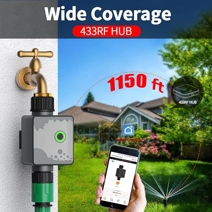 Gray WiFi Sprinkler, 1 Zone Smart Water Timer, Outdoor Hose Timer for Lawns, Yards and Garden (1-1 Zone Smart, Gray