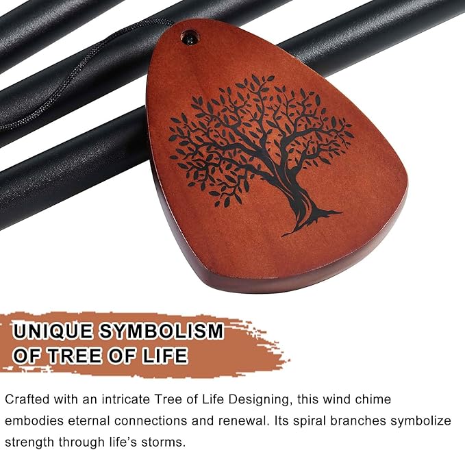 Wind Chimes for Outside, 32" Memorial Wind Chimes for Loss of Loved One Mother Father, Memorial Sympathy Gift Outdoor Garden Patio Decor, Bereavement Gift for Loss of Mom Dad (Classic Black)