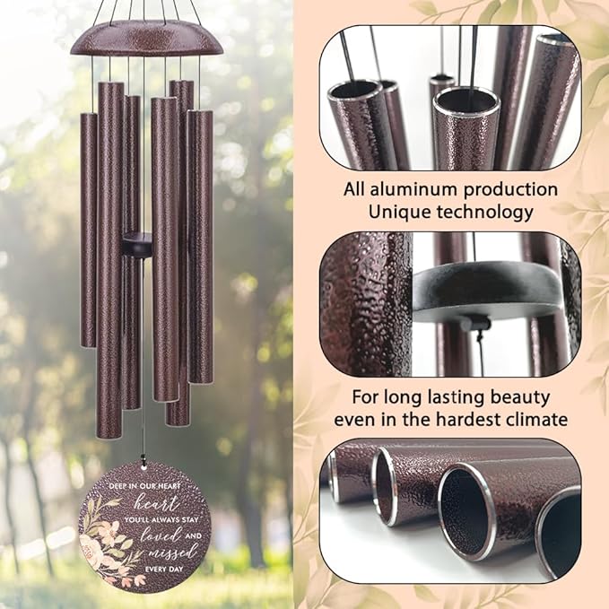 Personalized Wind Chimes, Sympathy Wind Chime, in Loving Memory for Loss of Loved Dad/Mom, Metal Large Memorial Condolences Gifts, Remembrance Wind Chimes for Loss of Loved One