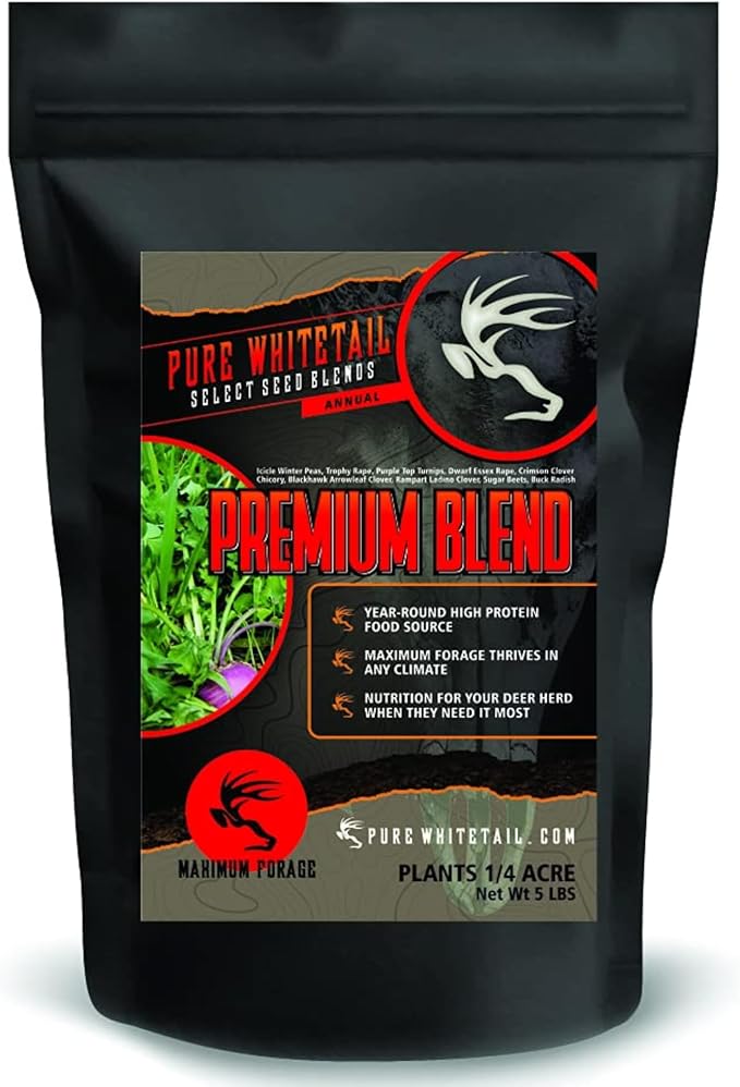 Premium Blend | Select Seed Blends | Food Plot Seeds for Deer | Perennial | All Season High Protein Deer Feeder | Clover Seeds, Winter Peas, & More | Plants 1/4 Acre | 5 lb Bag