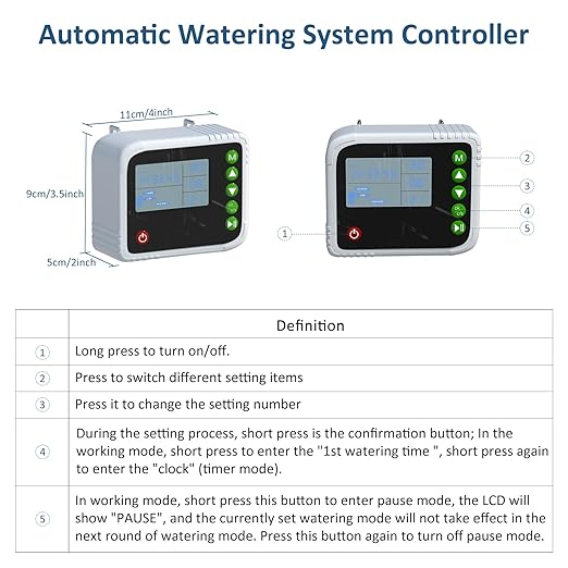 SoulBay Automatic Indoor Drip Irrigation Kit, Programmable Water Timer LCD Display, Self Watering System for 15 Potted Plants, USB Rechargeable