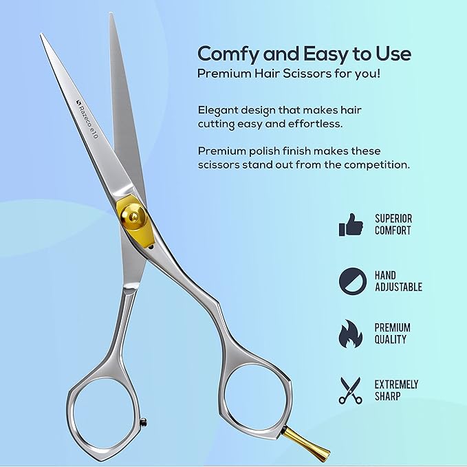 Suvorna 6" Hair Cutting Scissors for Professionals, Barbers & Hairdressers โ Sharp Hair Shears for Cutting, Trimming, Grooming โ Hair Scissors Professional for Men, Women, Adults