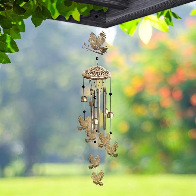 Wind Chimes for Outside, Metal Wind Chimes House Outdoor Decor for Garden Backyard Front Porch Patio, Mom Women/Men Birthday House Warming Gifts, Hummingbird Windchimes