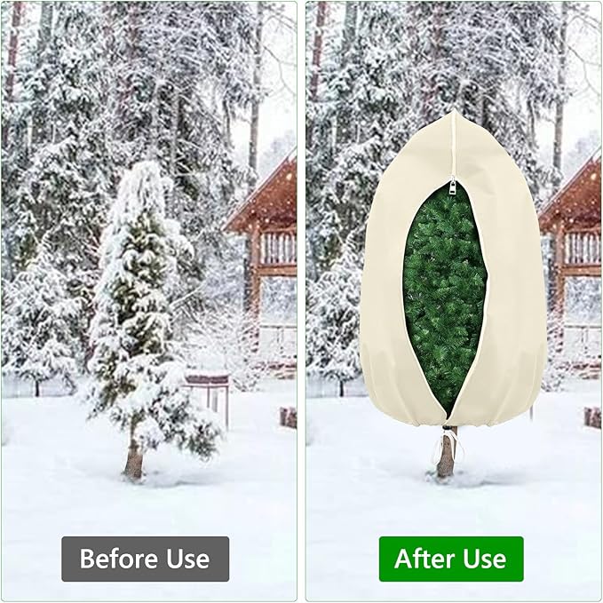 Plant Covers Freeze Protection, 4 Pack Round Frost Blankets for Outdoor Plants (71"x48") – Winter Plant Covers, 2.4oz/yd² Frost Cloth Plant Protection for Trees, Shrubs & Potted Plants