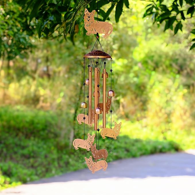 Corgi Wind Chimes for Outside, Metal Windchimes Outdoors, Corgi Gifts for Women/Men, Memorial/Birthday Gifts, Garden Decor for Outside, Patio or Yard, Durable Chimes for Outdoors