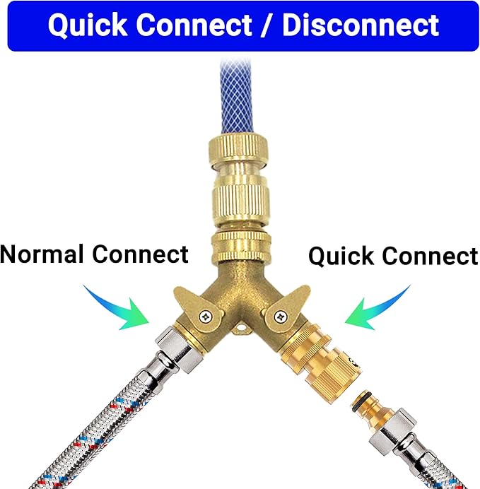 Garden Hose Quick Connect - 6 Pack 3/4" Heavy Duty Solid Brass Fittings With 20 Extra Washers, Male and Female Water Hose Connectors